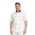 Bluza kucharska biała krótki rękaw wstawki bordowe roz.M – bluza kucharska – odzież gastronomiczna